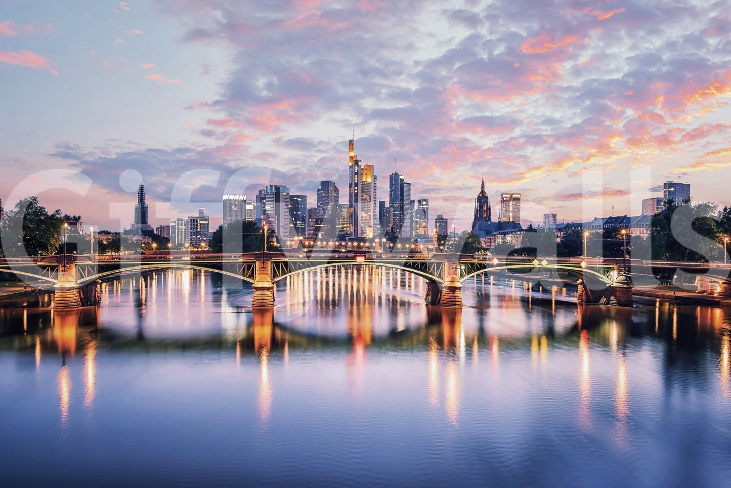 Workspace minimal grey Frankfurt dawn wall mural wallpaper accent wall