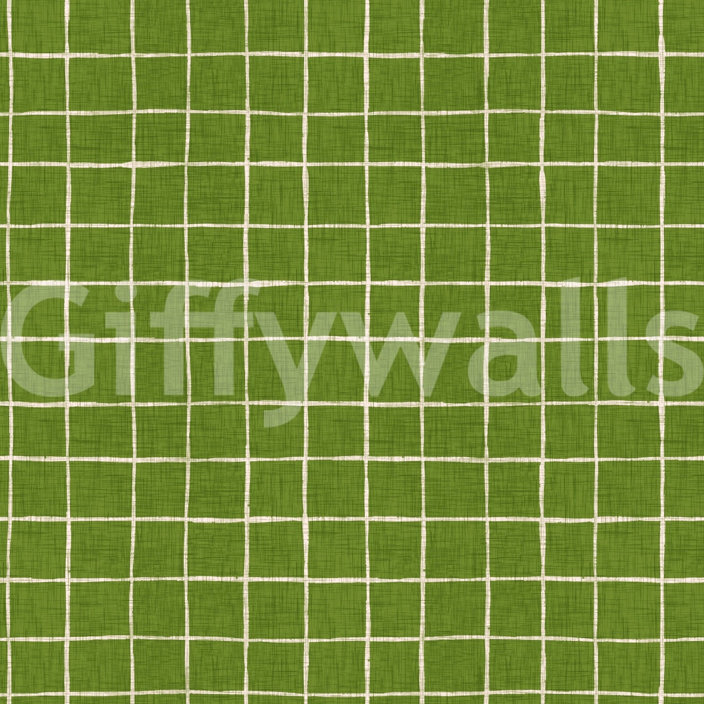 Soft green woven check wallpaper with light grain.
