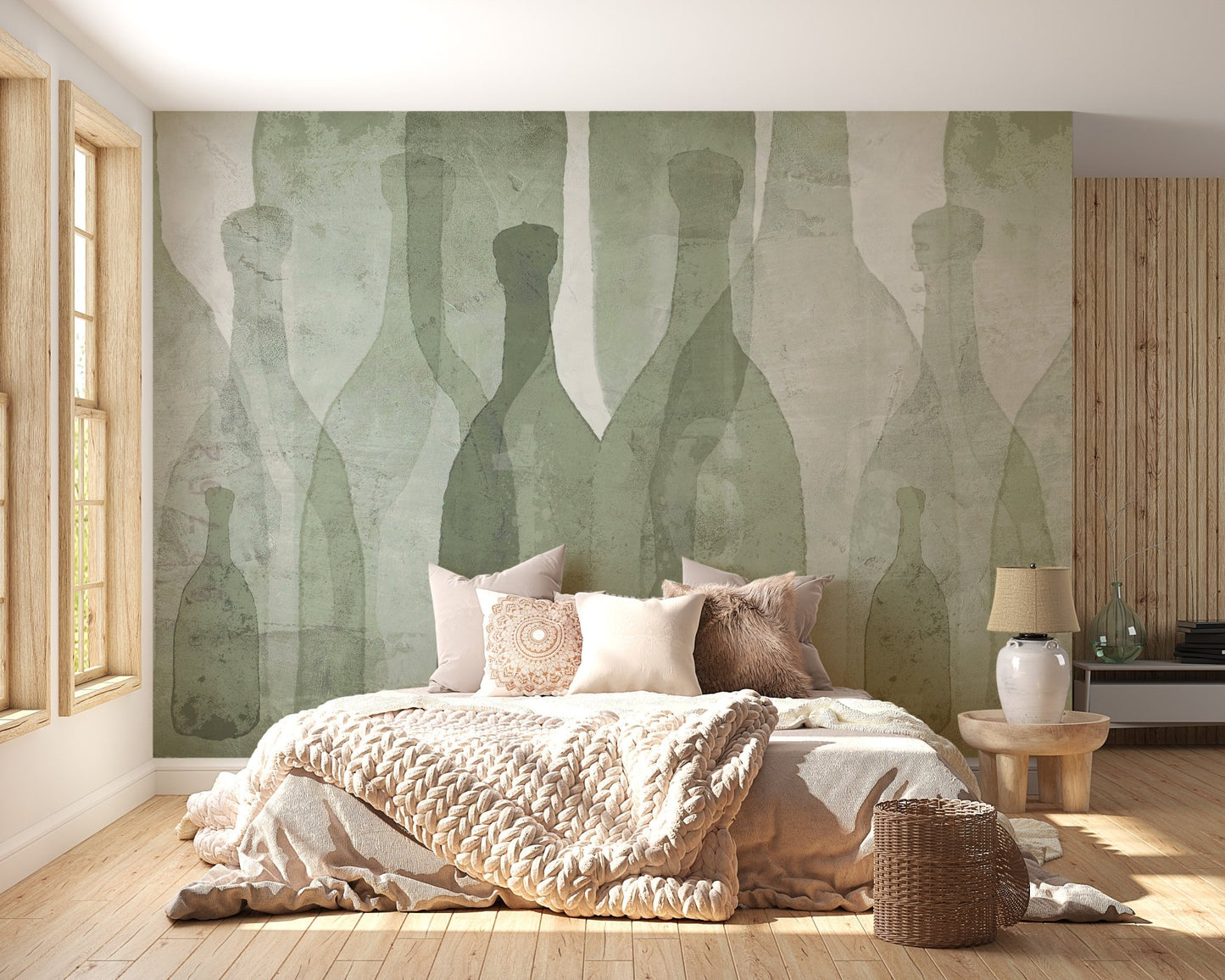 Decorative fresh tint watercolor bottle wall design