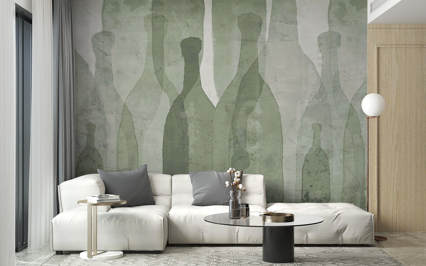 Soft watercolor bottle wallpaper mural for homes B780