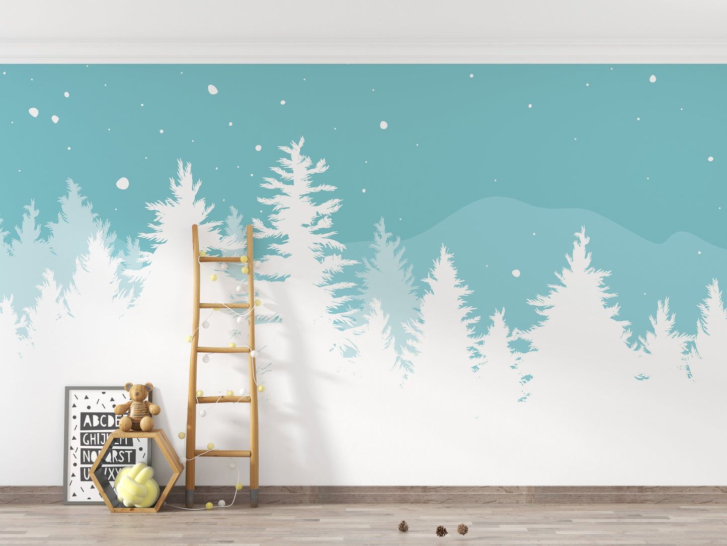 Frosted forest wallpaper mural