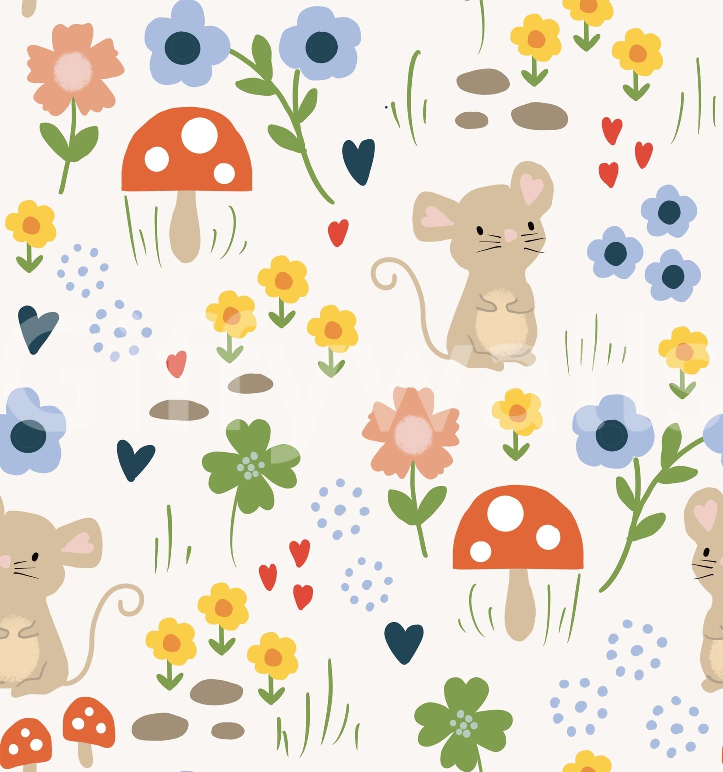 Fun floral mouse wall artwork