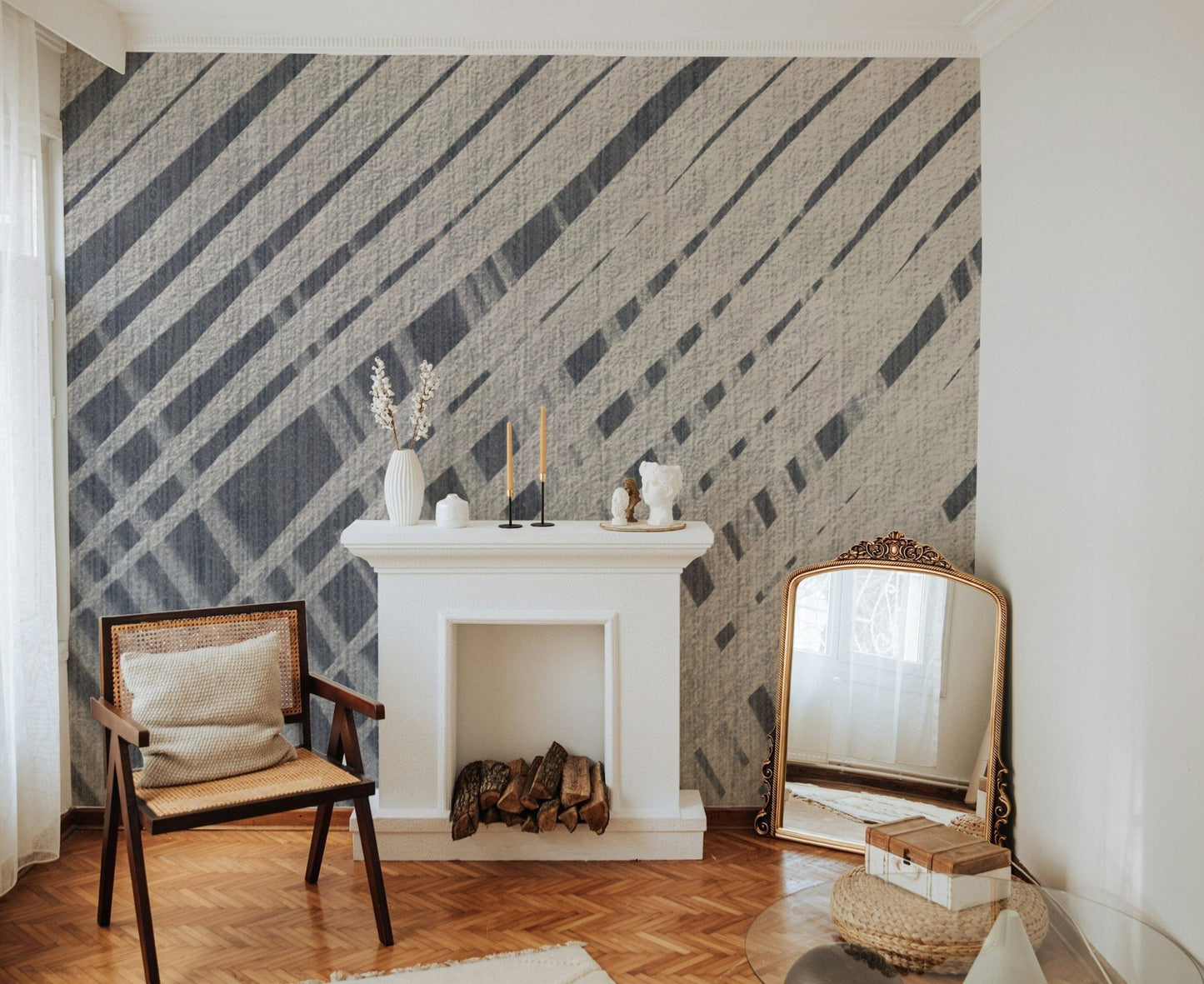 Textured 3D geometric pattern wallpaper