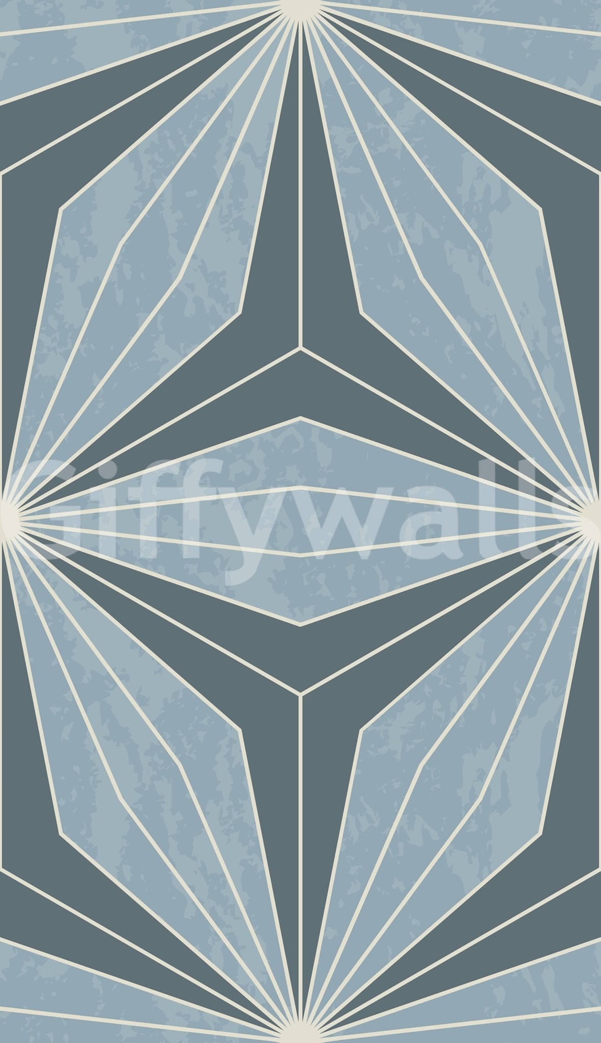 Intricate light blue Geometric Flowers Radiance wall paper print.