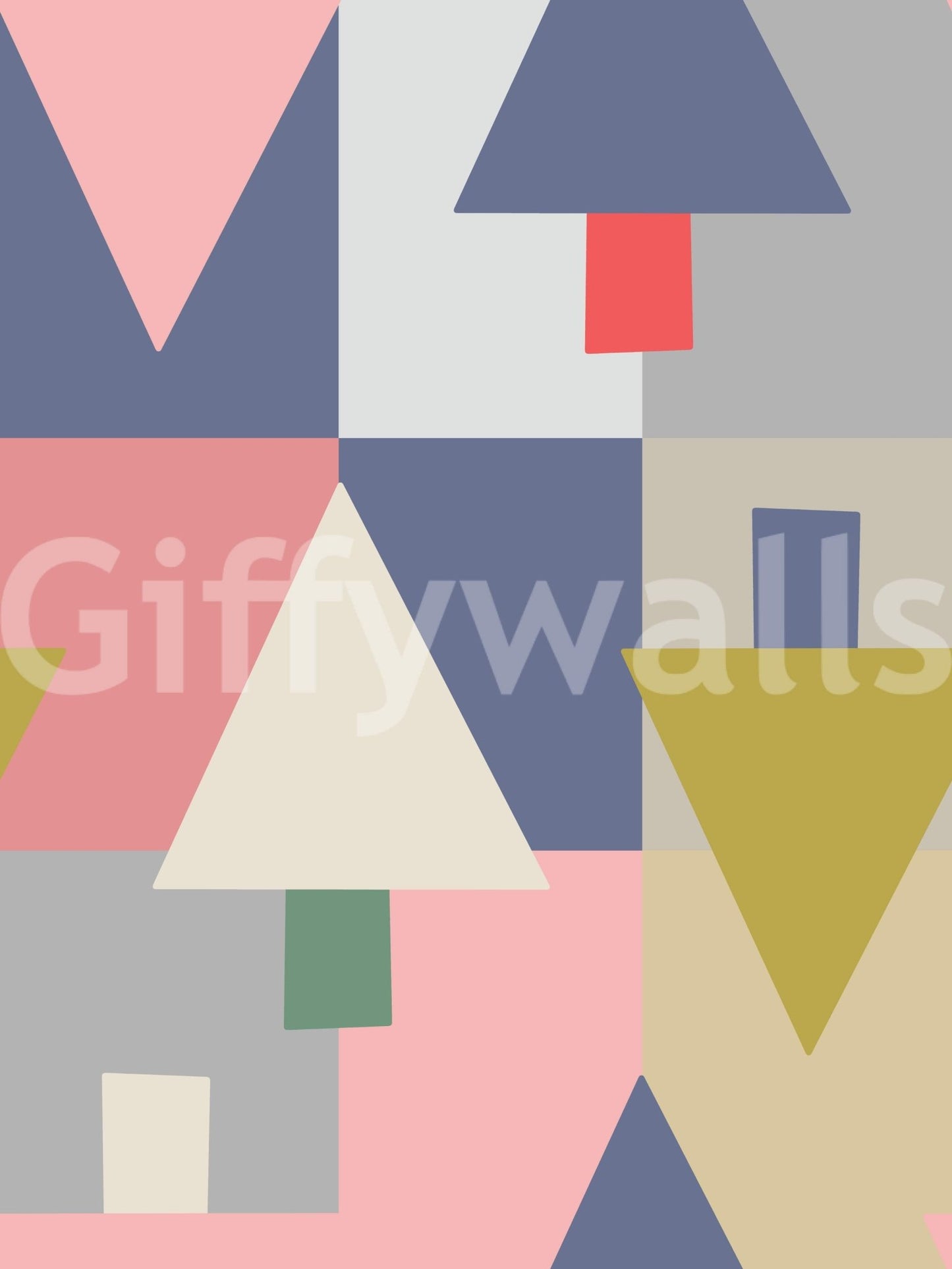 Sophisticated Geometric Forest wall mural for a professional studio environment., GD7853