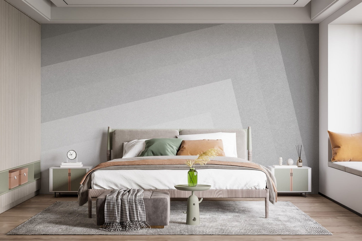 Geometric Gray Ombre Layered Wall Mural - Giffywalls, B343
