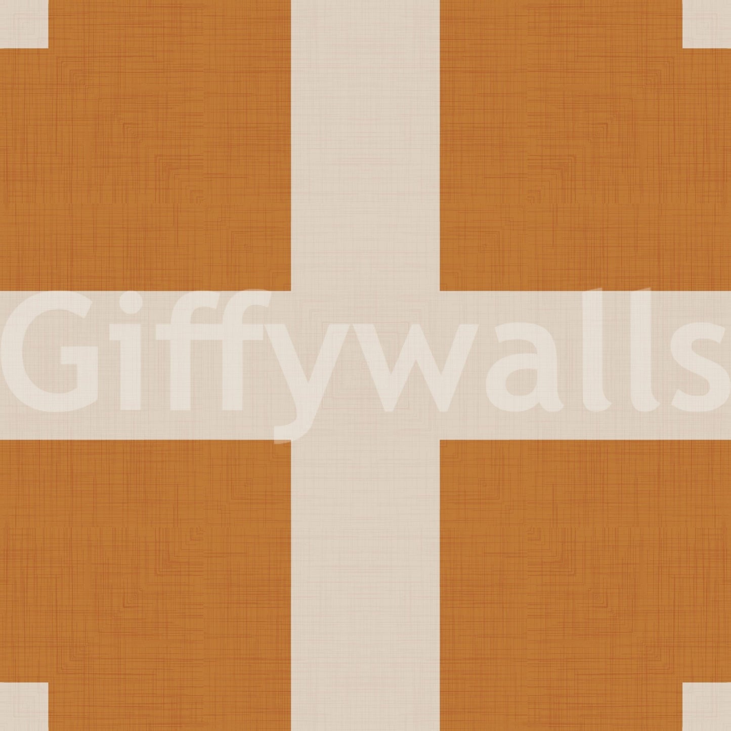 Geometric Grid Blocks Terracotta Cream Wallpaper