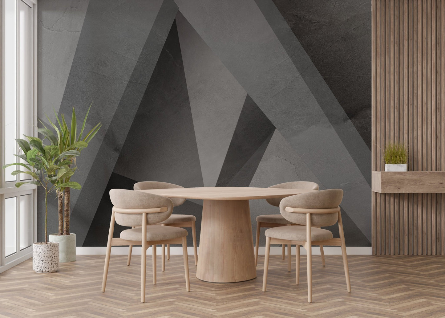 Geometric Monochrome Patterned Wallpaper Mural - Giffywalls A107
