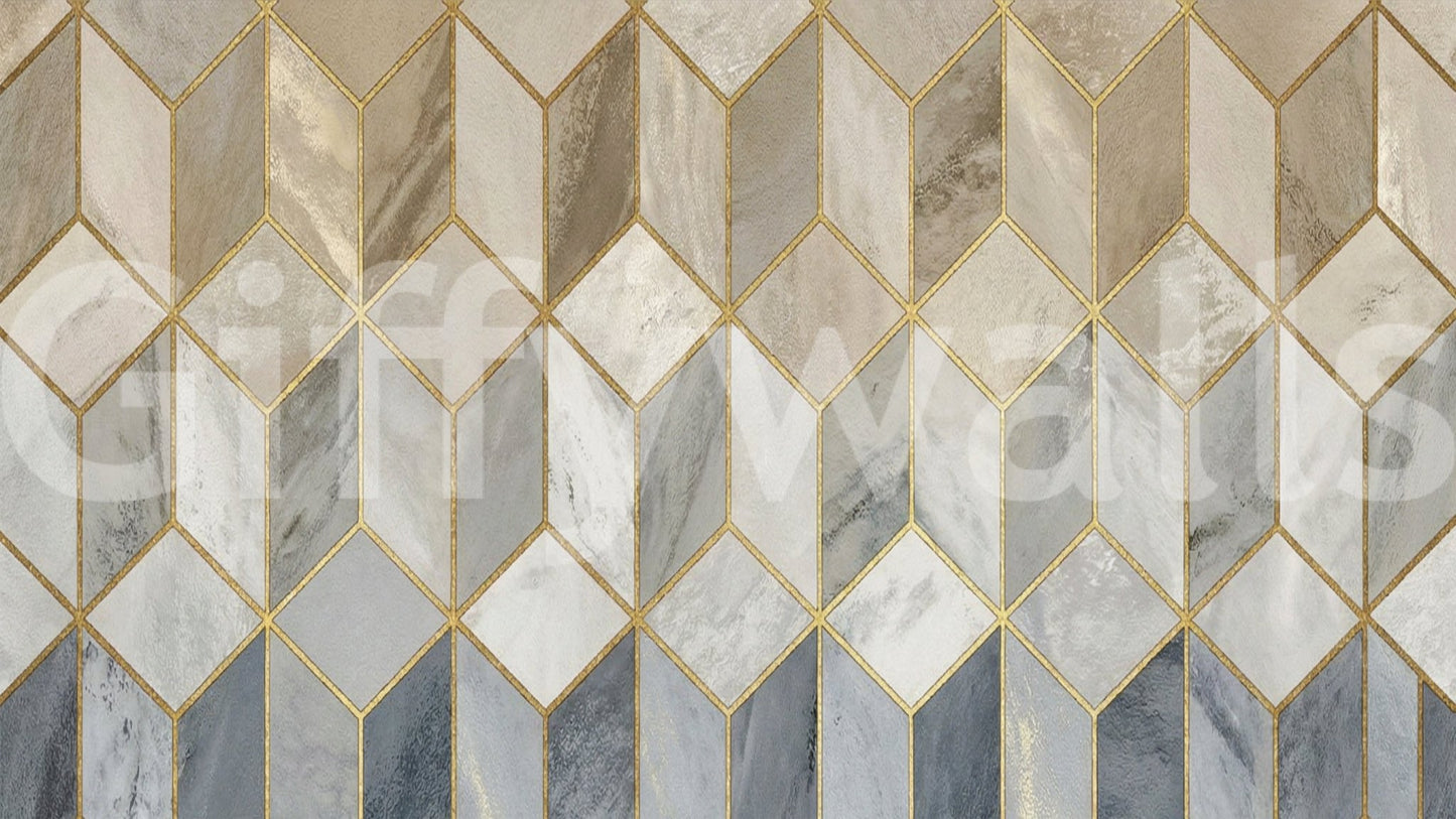 Gilded Stone Cubes Wall Mural