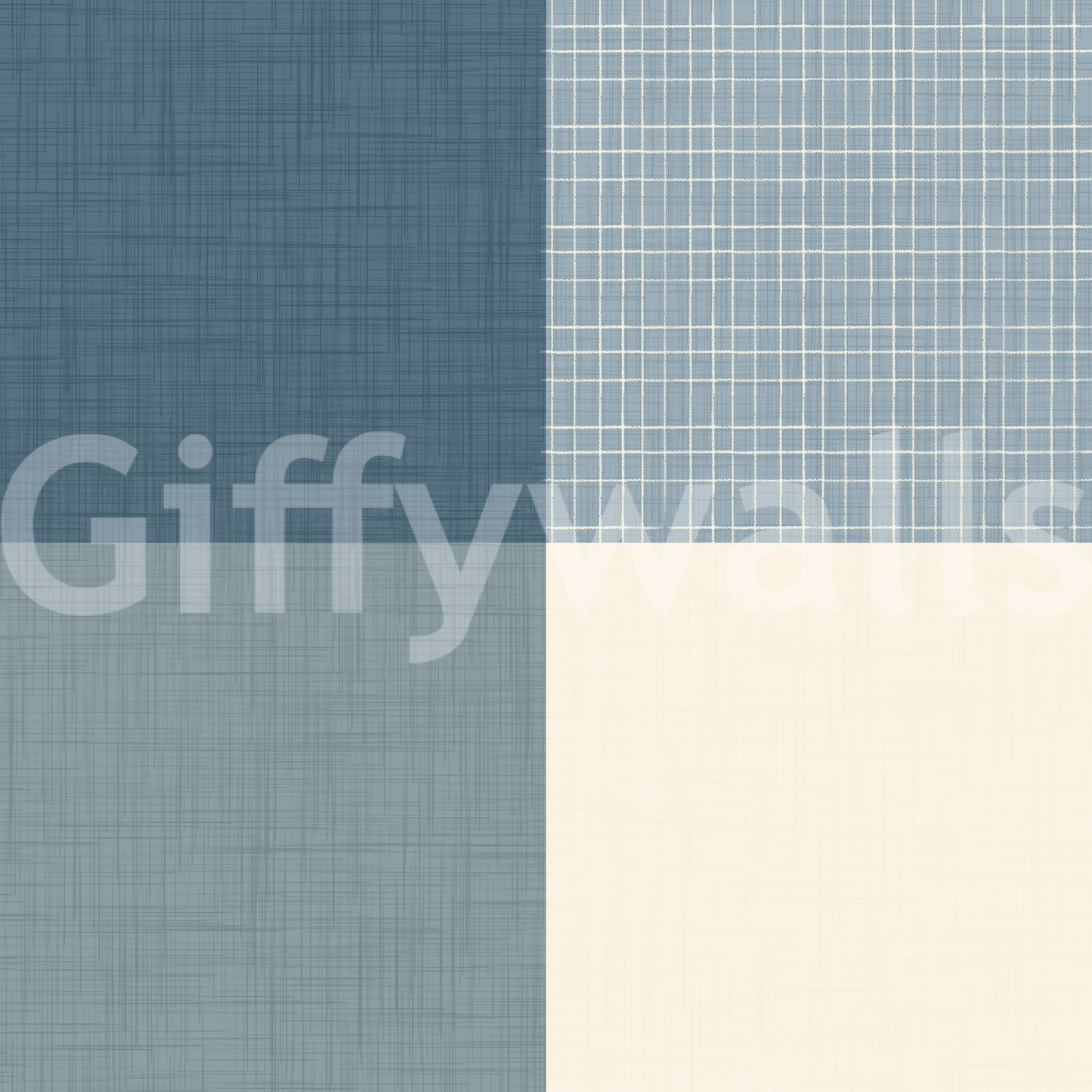 Gingham Dusty Blue Linen Texture Country Wallpaper