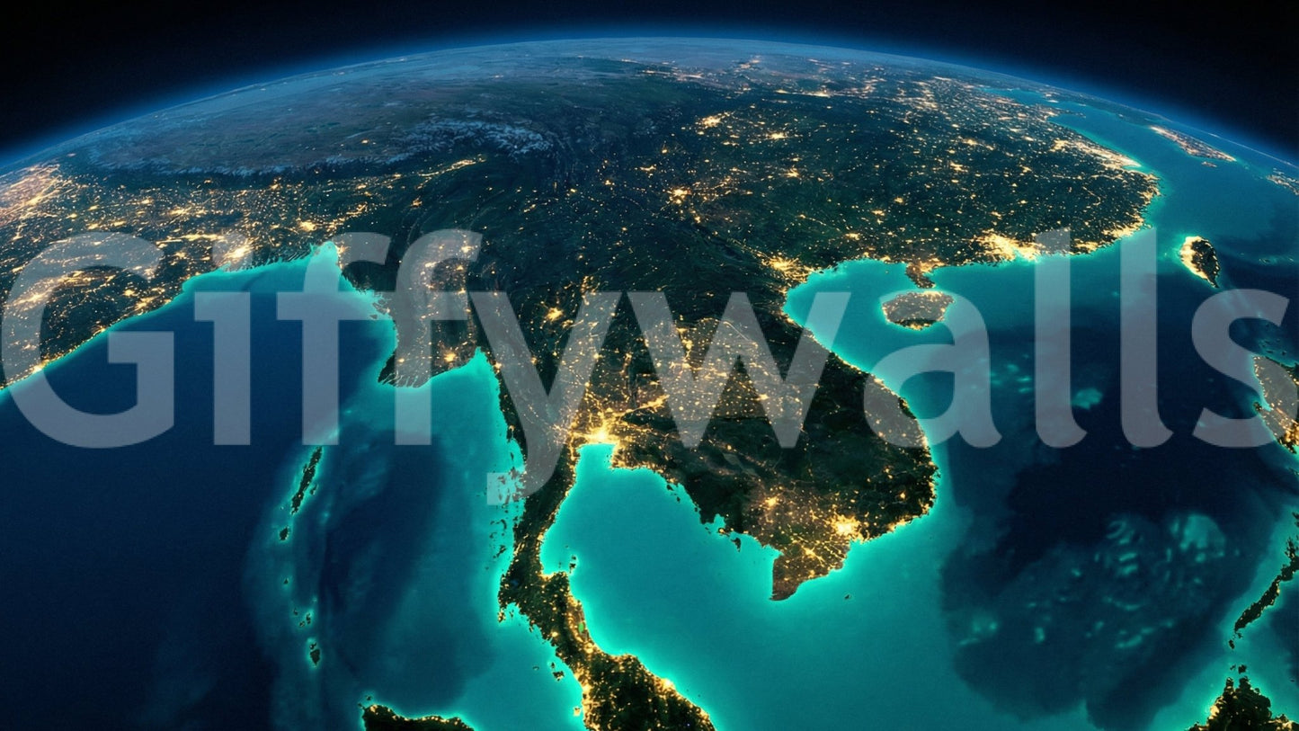 Global connection themed wallpaper for a modern flat wall mural.