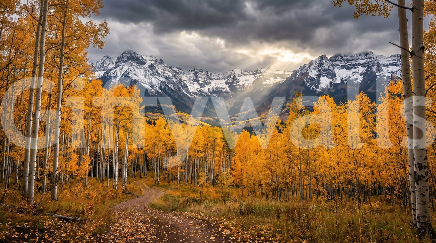 Aspen forest wall mural with rich fall color and soft landscape detail, GD9308