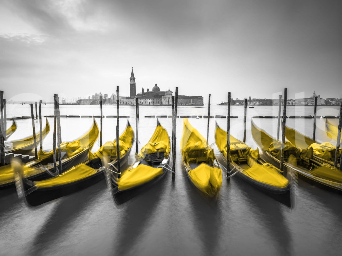 Golden Gondolas: Venice in Contrast Wall Mural