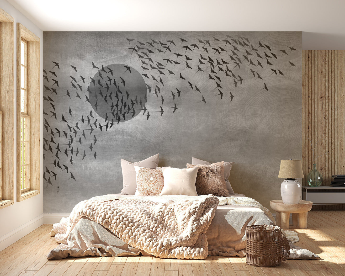 Mysterious Gray Gothic Flock Halloween Wallpaper