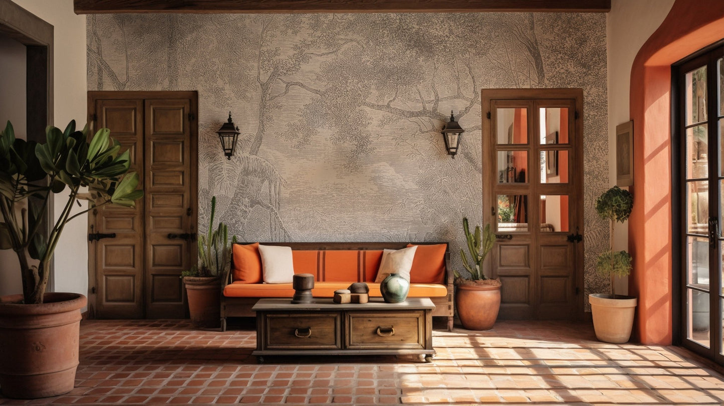 Elegant natural-look forest wall mural A396