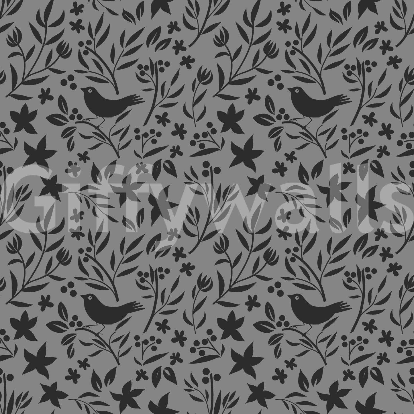 Artistic delicate silhouettes on Scandinavian Folk Bird Wallpaper wallpaper.