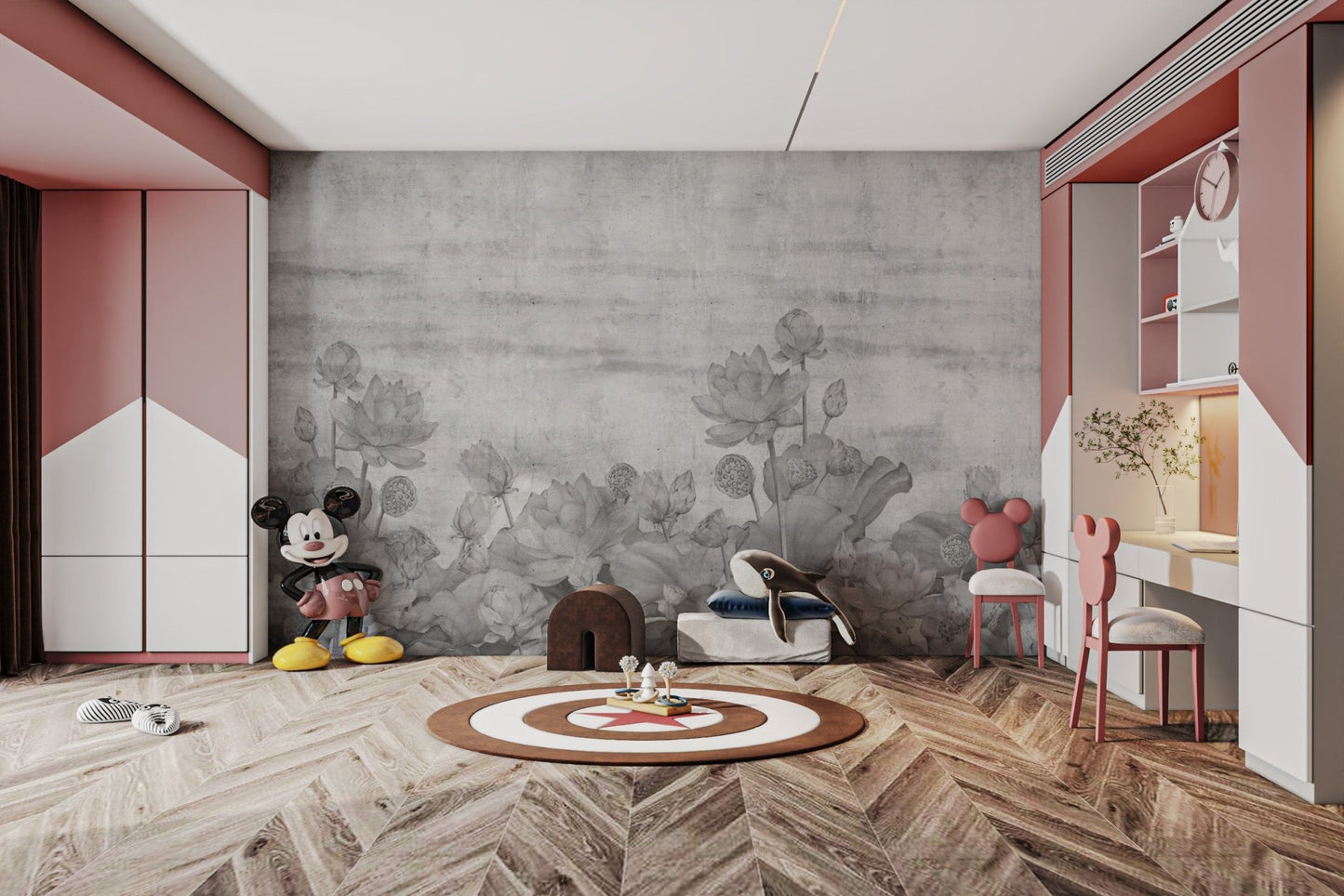 Lotus flower wall mural in soft tones