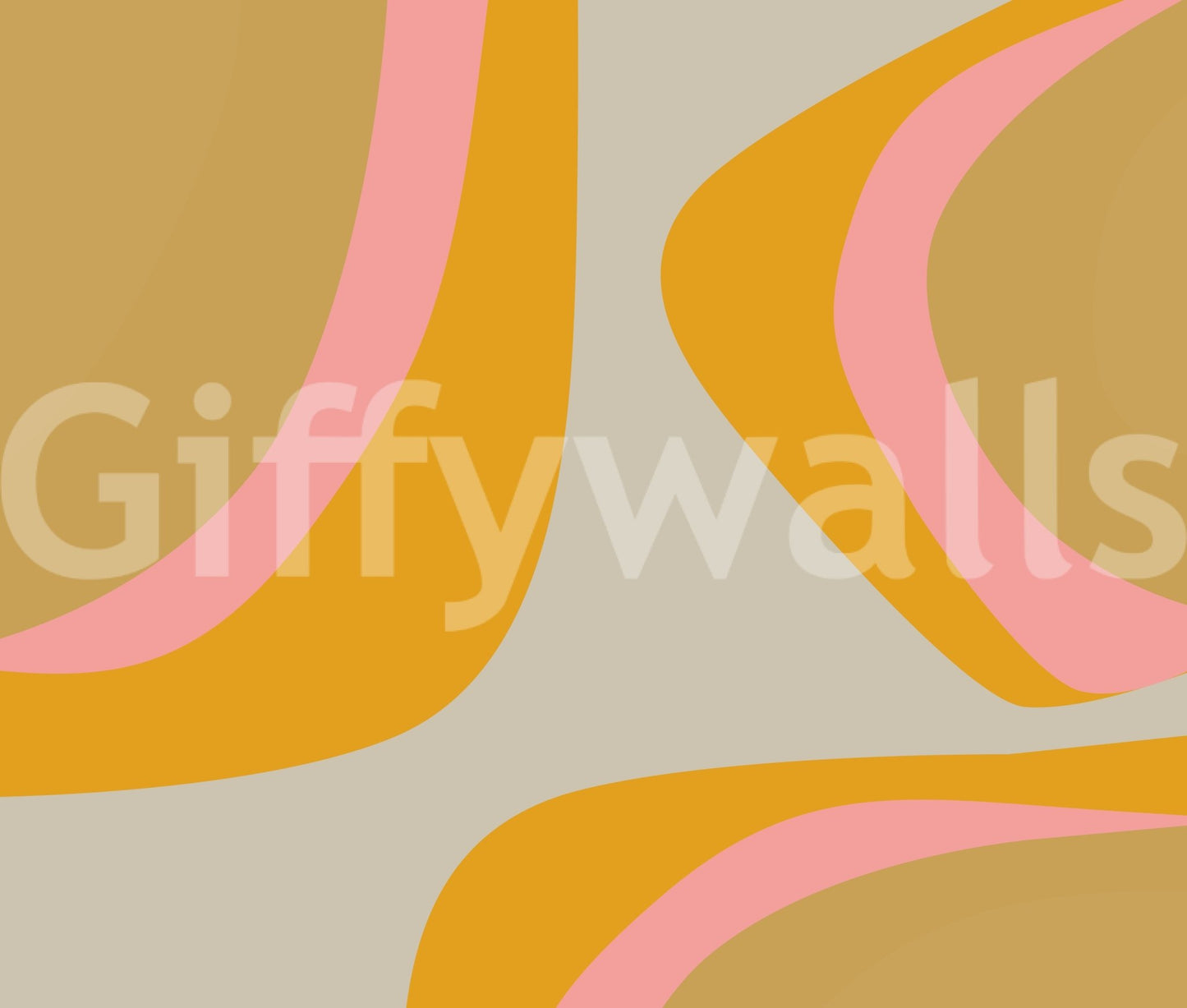 Playful mid-century modern mural with retro aesthetics