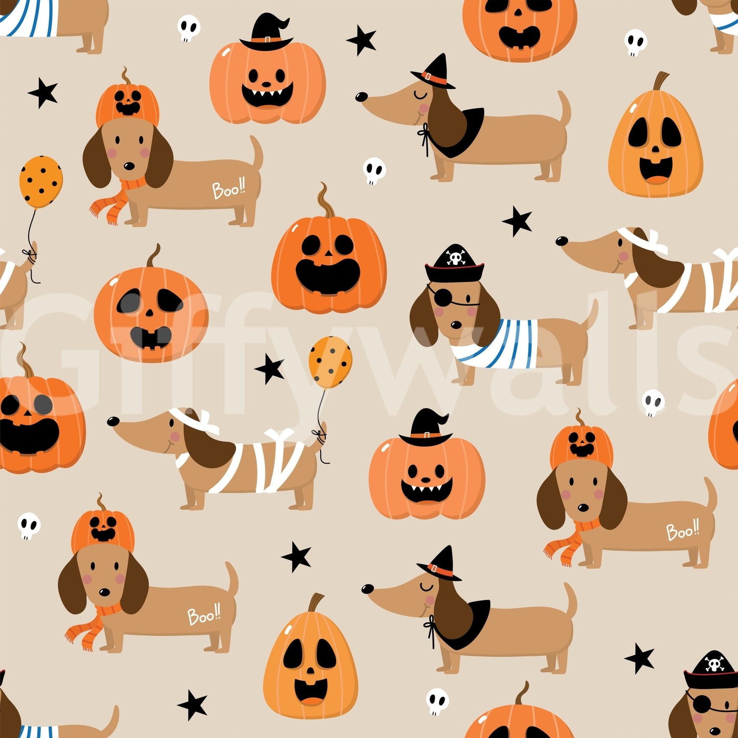 Halloween Pup Parade haunted house wallpaper