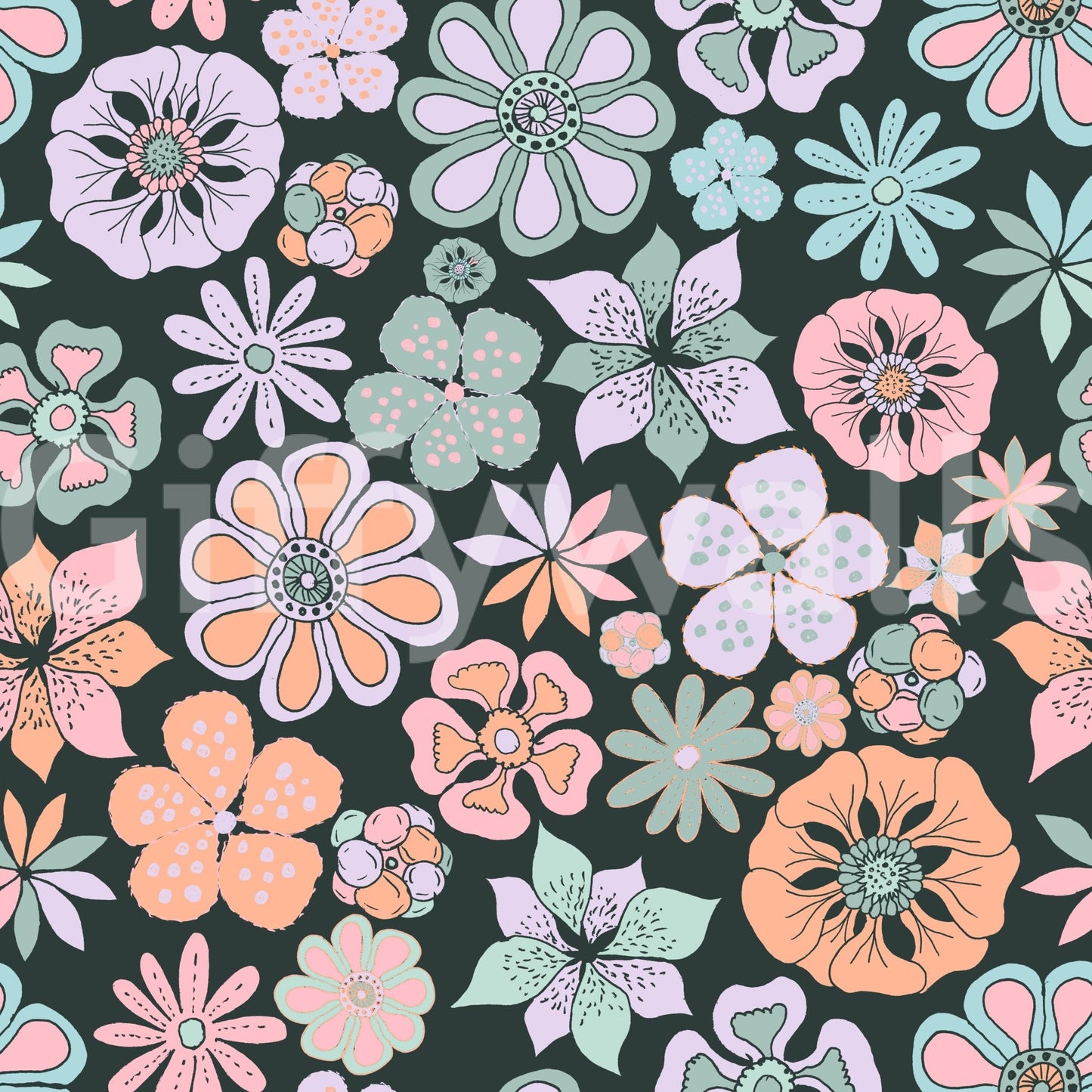 Unique floral wallpaper with a creative twist.