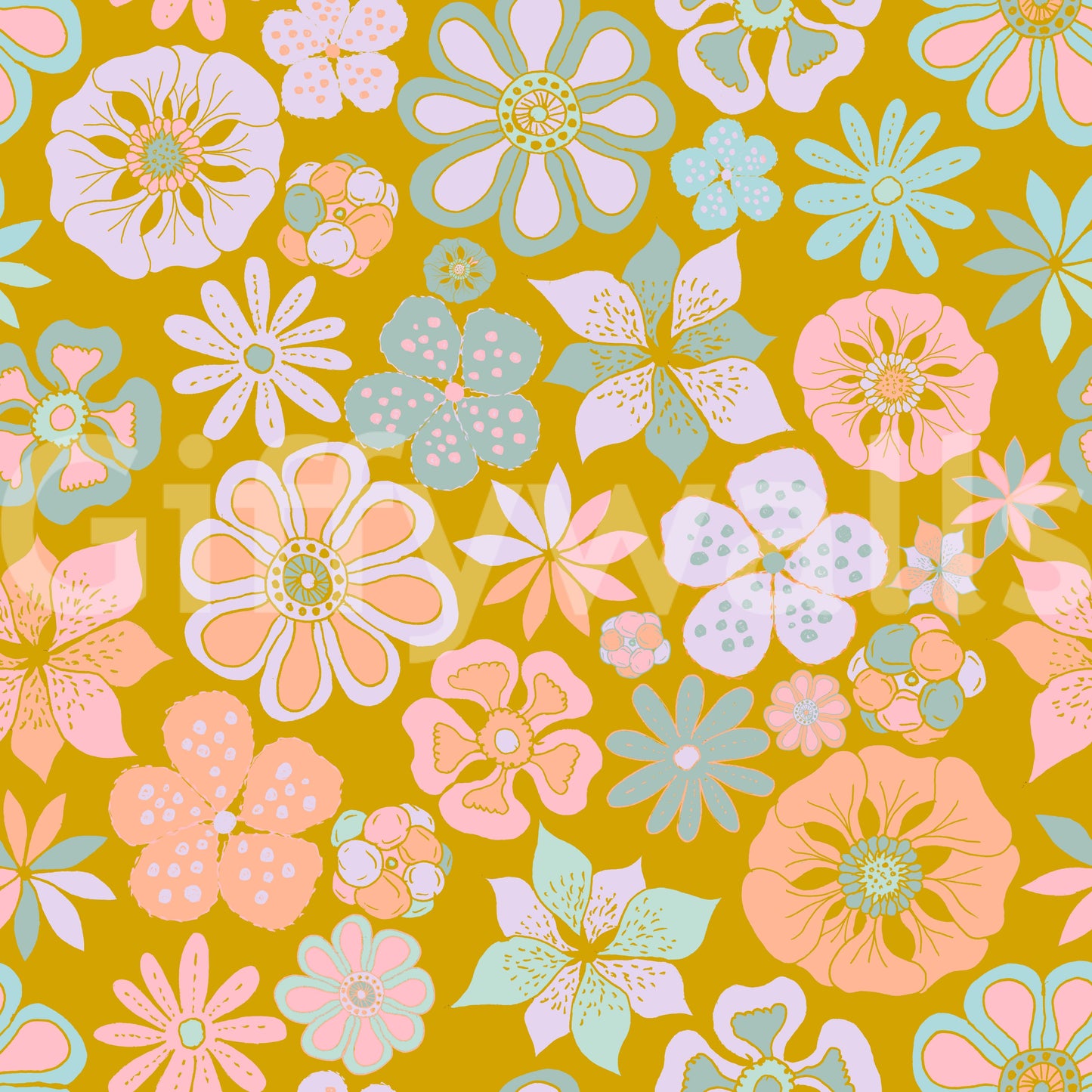Unique floral wallpaper with a creative twist.