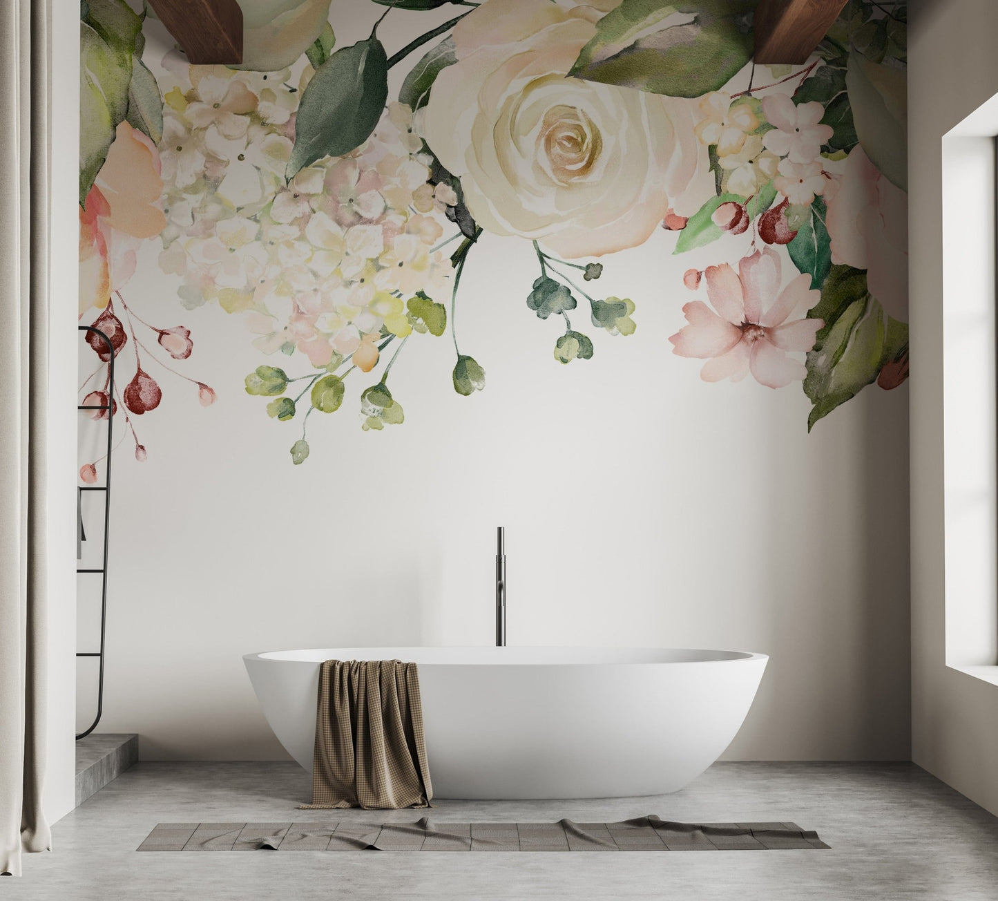 Botanical pink floral design wallpaper