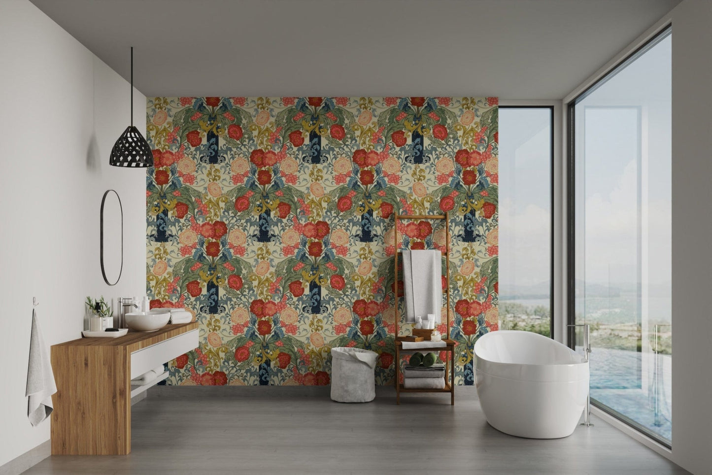 Warm Heritage Rose wallpaper with soft, graceful flower accents.