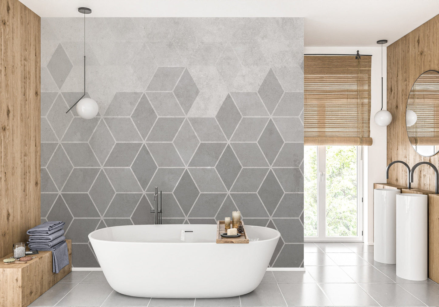 cement hexagon wallpaper mural