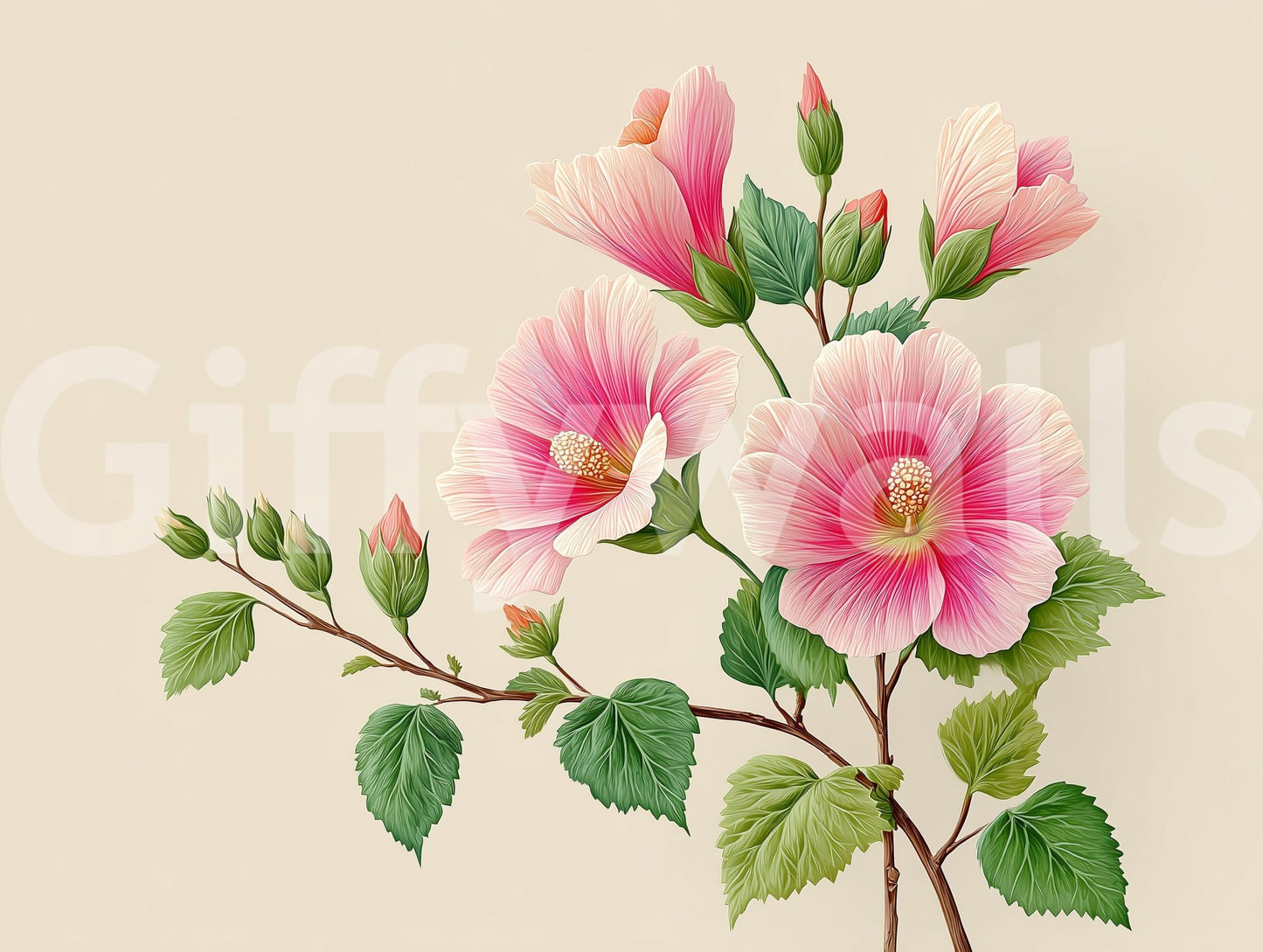 a tropical wallpaper with hibiscus
