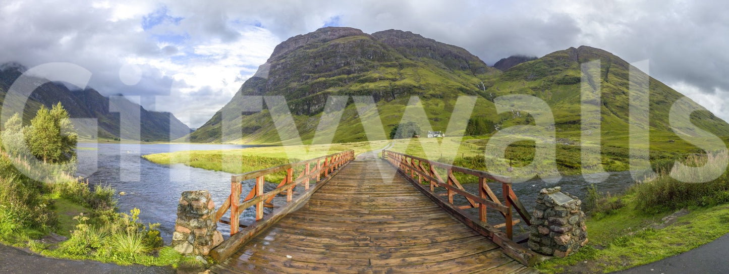 Countryside escape mural with highland charm