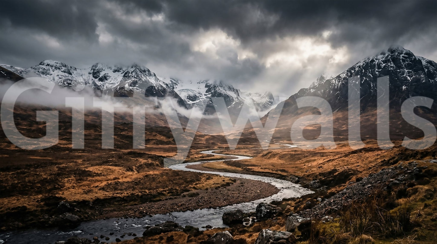 Mountain horizon in Highlands' Embrace wall mural art