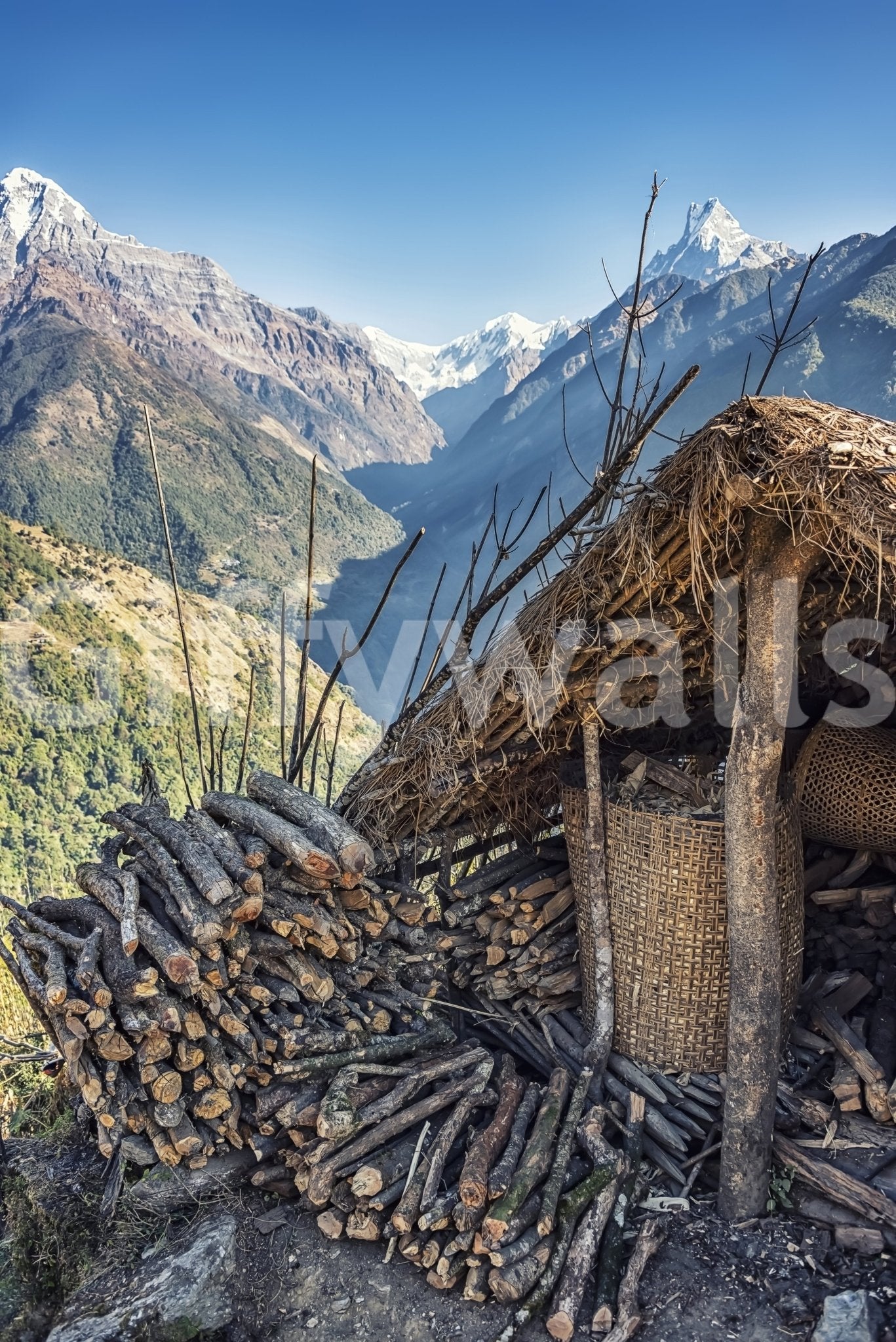 Breathtaking Himalayan mountain pass mural.