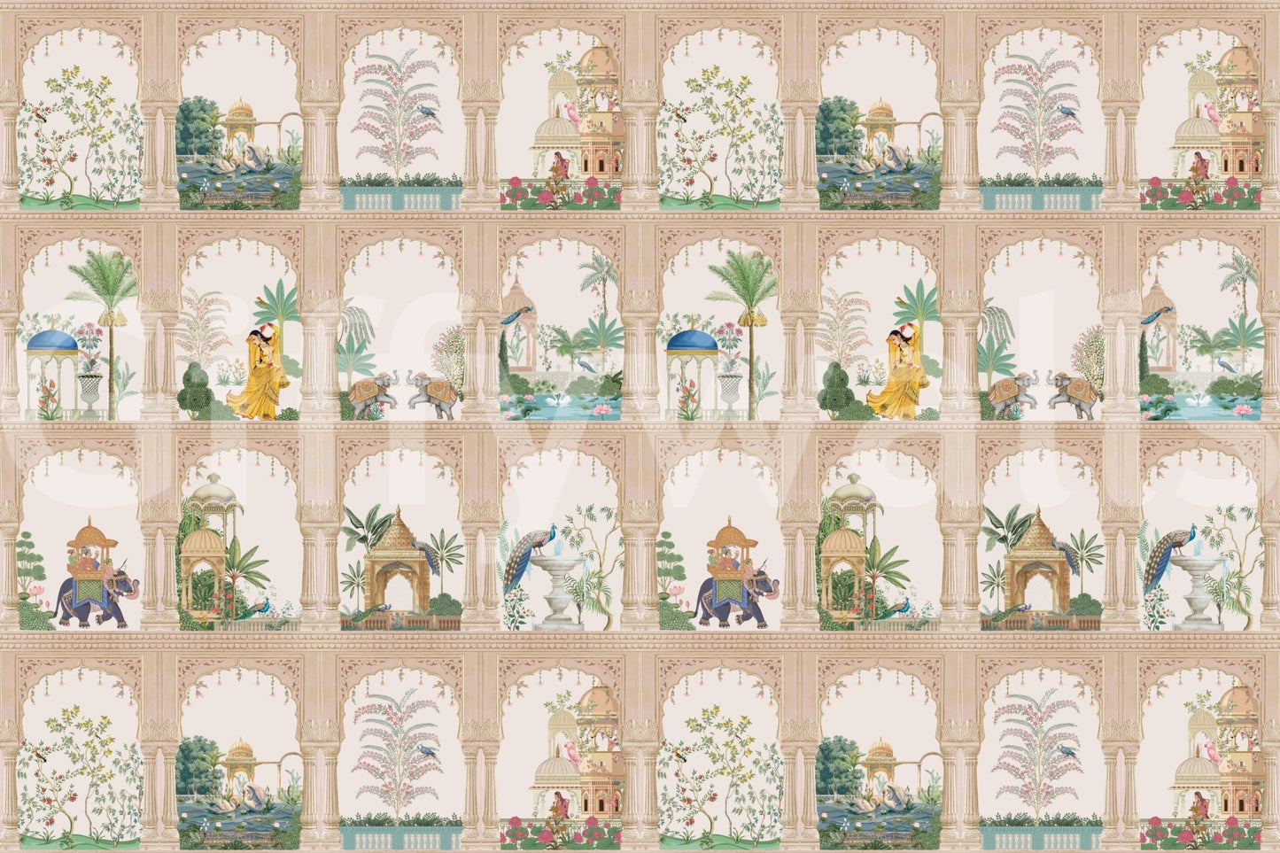 Balcony vista Indian Palace View Wall Mural in a modern penthouse.