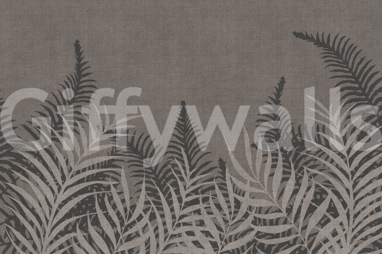 Gracious Jungle Taupe wall mural, soft shades of brown foliage.