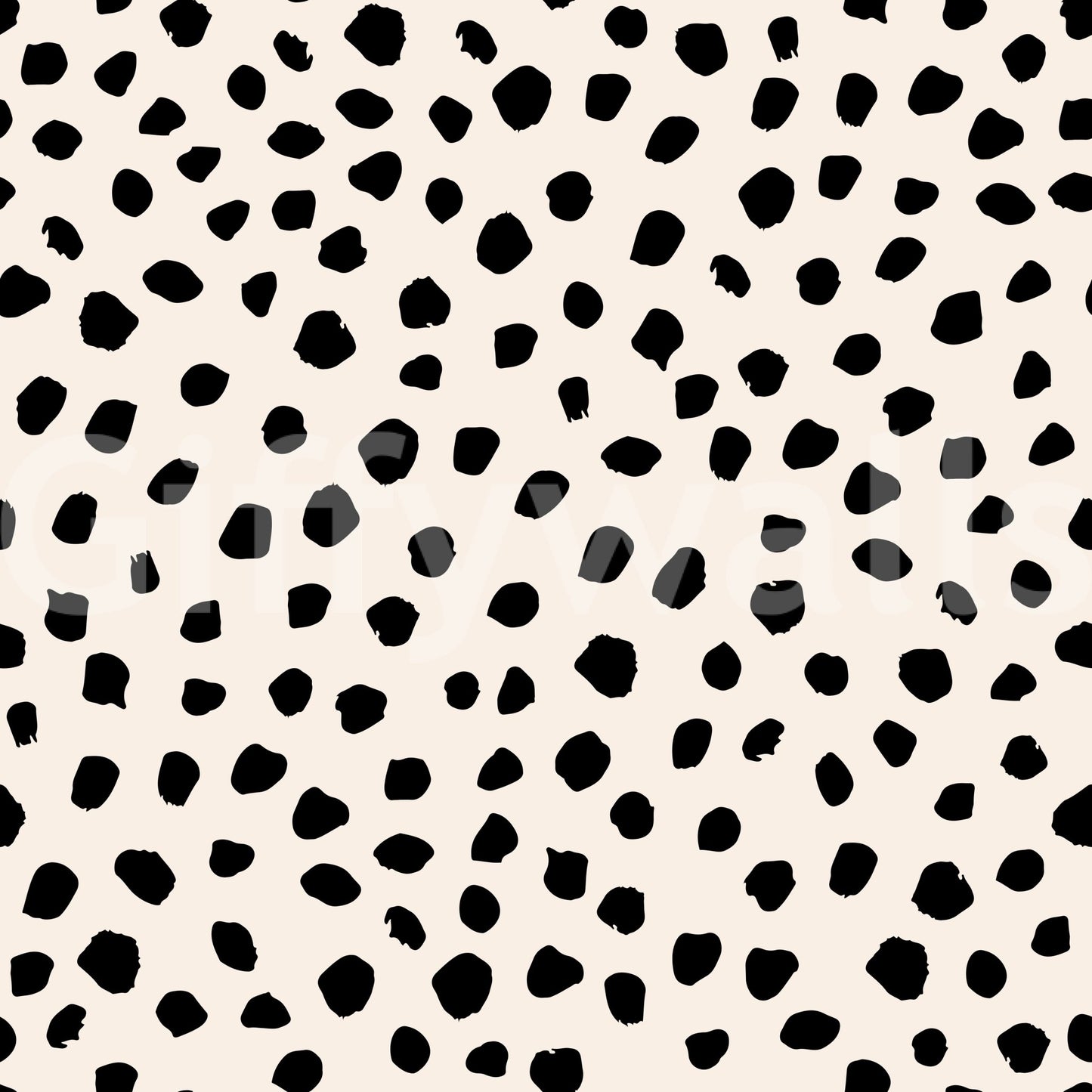 A seamless pattern of irregular black spots on a wall