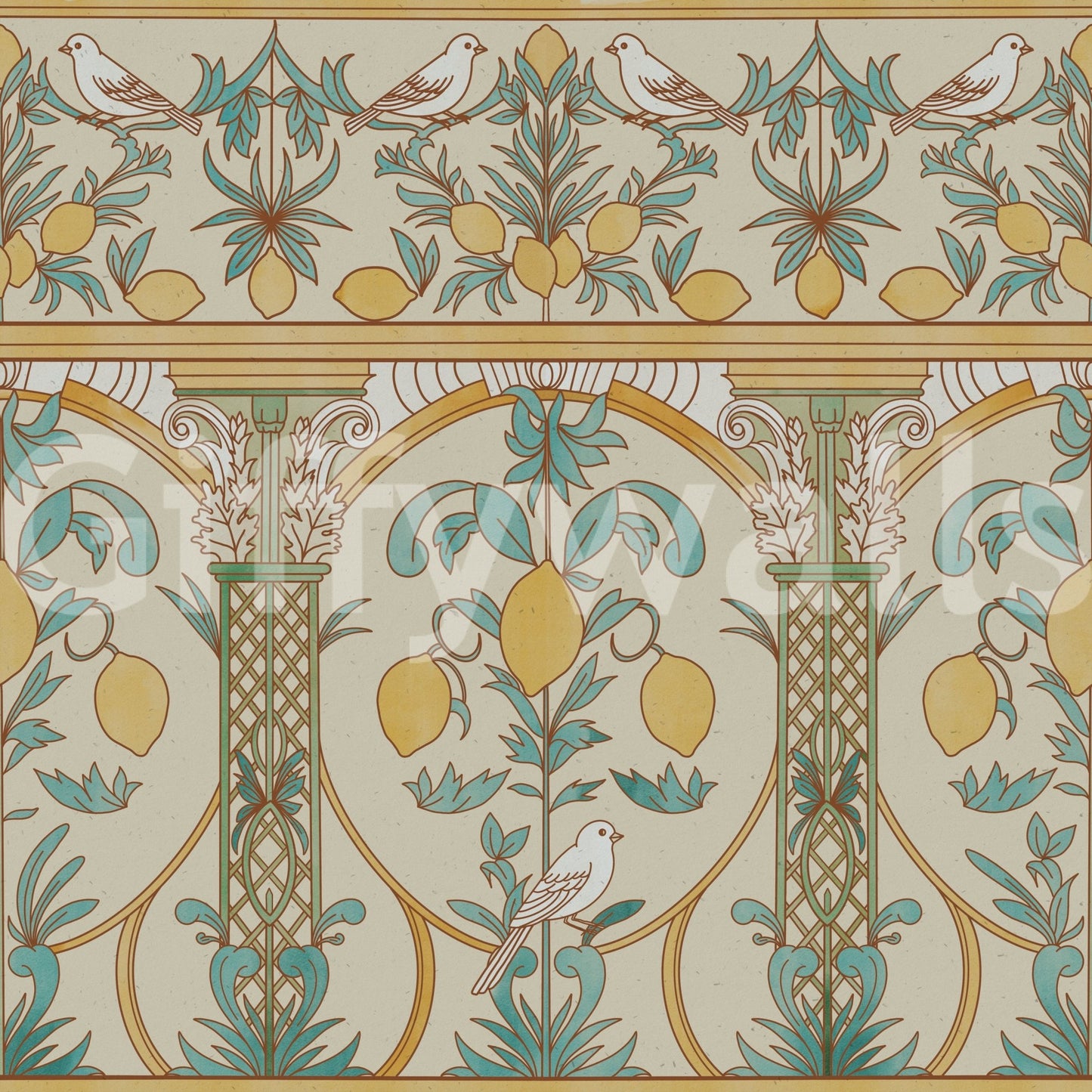 Italian Lemon Garden Mediterranean Elegance Wallpaper