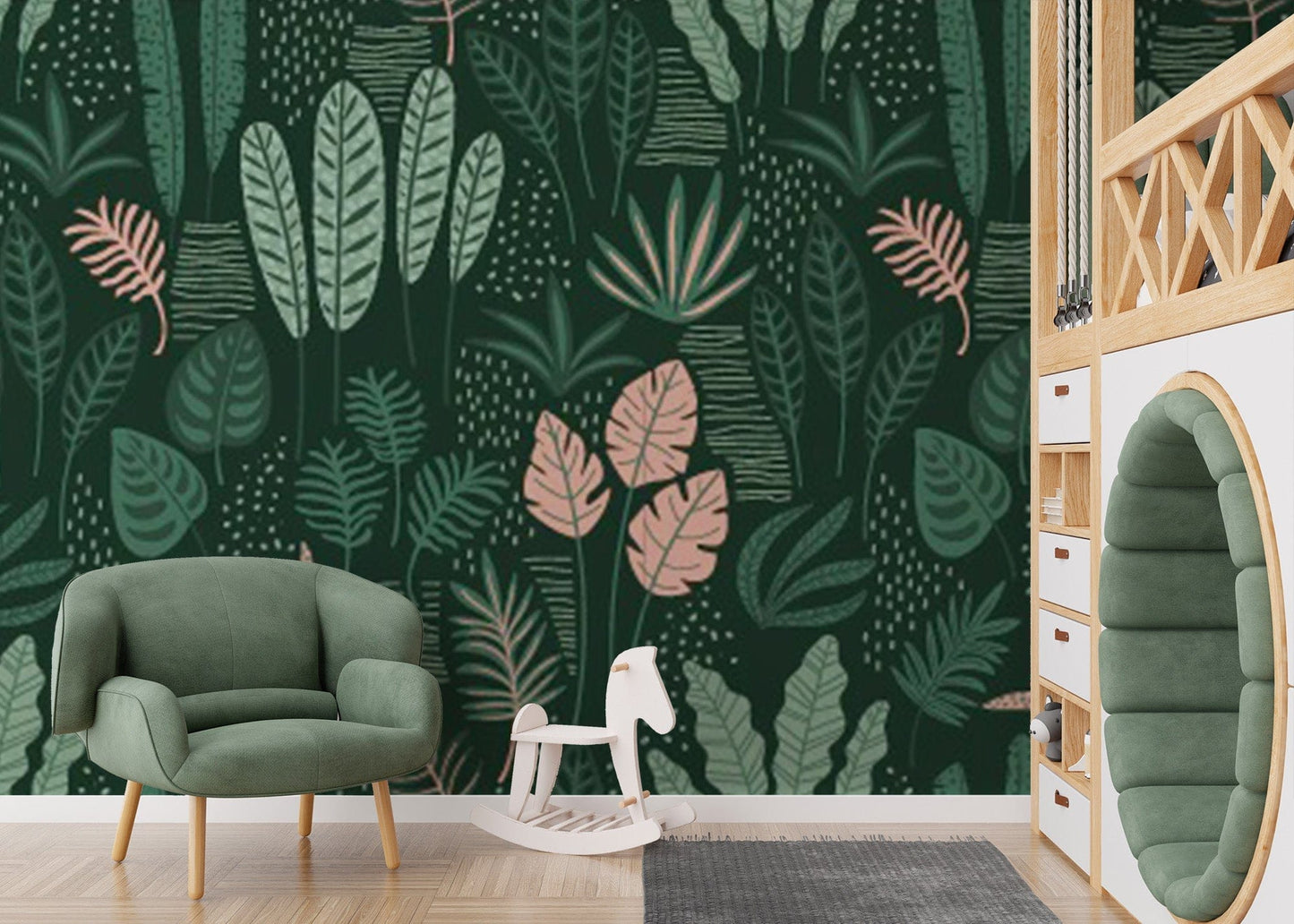 Textured Jade Green Leaves Wall Art