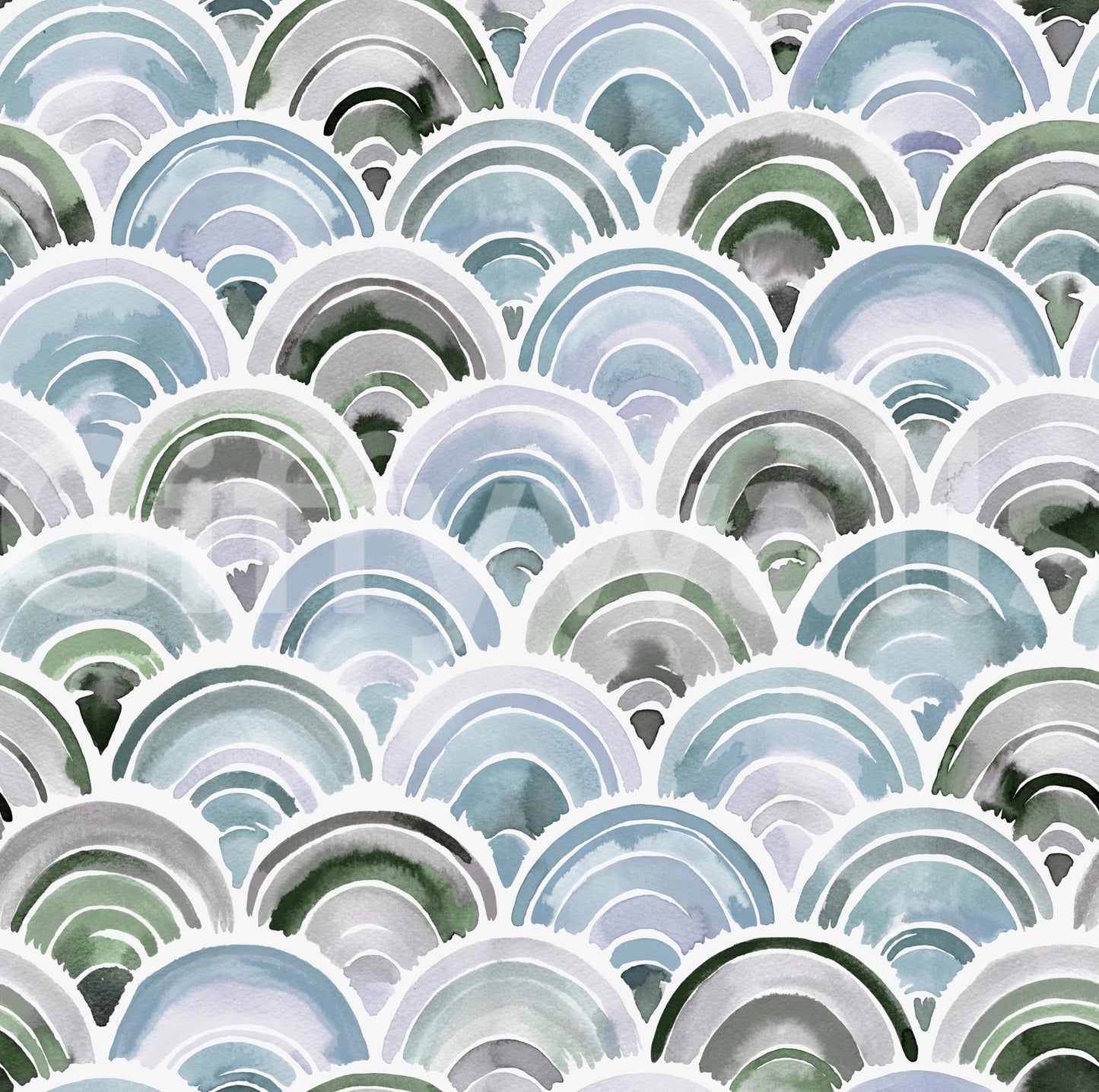 Muted rainbow mural wallpaper