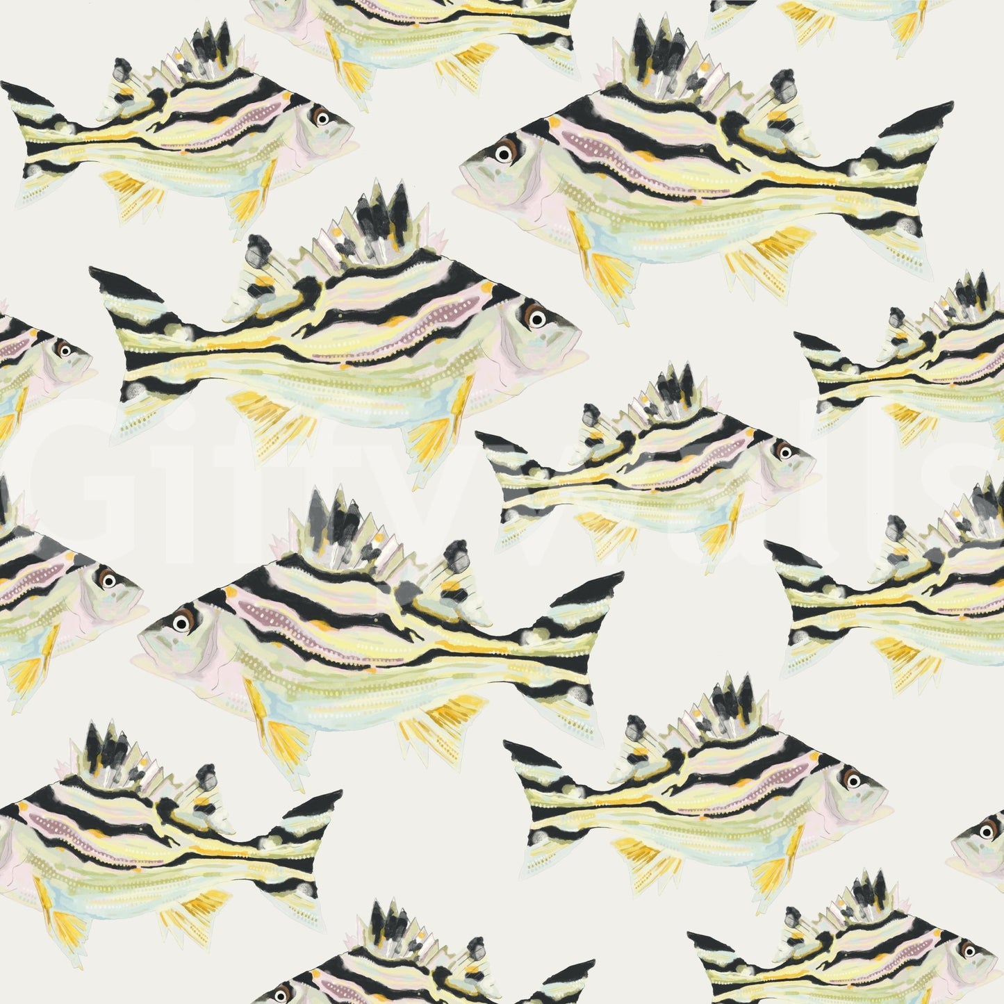 Flowing fish design wallpaper for relaxing interiors