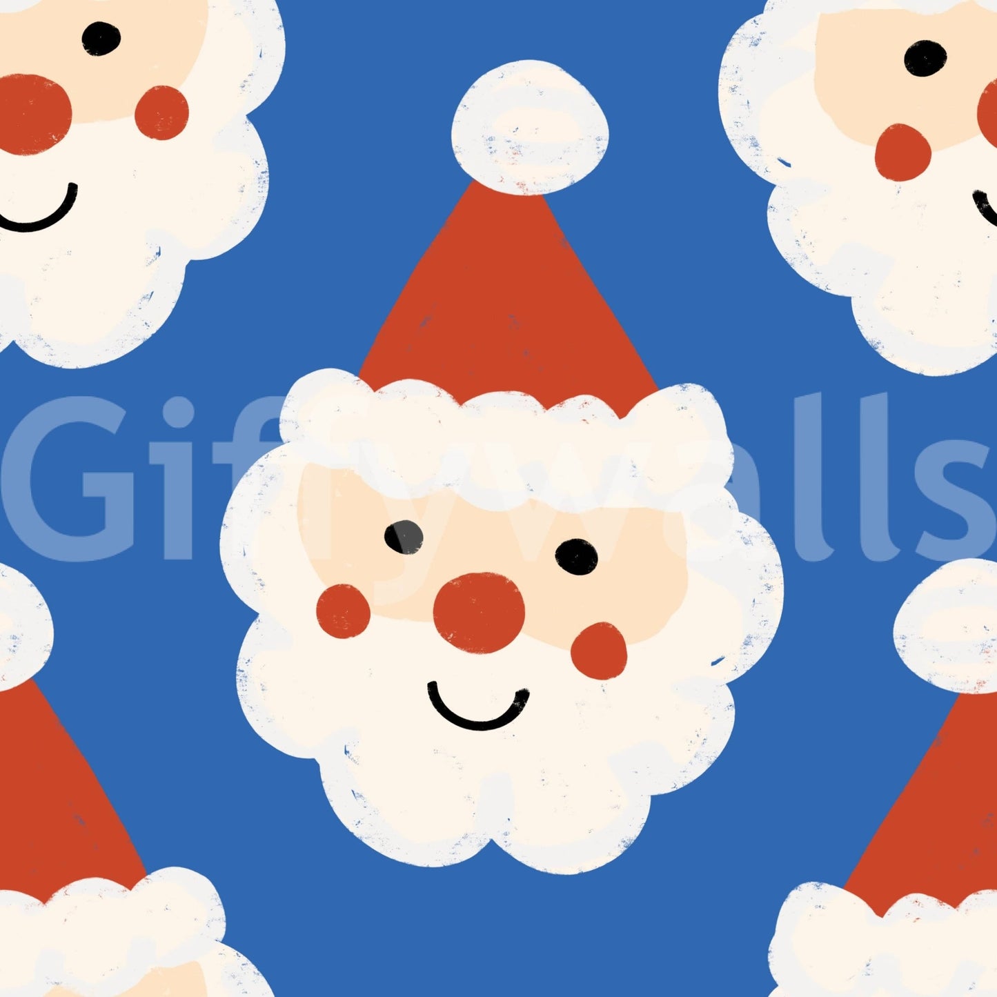 Repeated Santa faces in a happy Jolly Holiday design wallpaper.