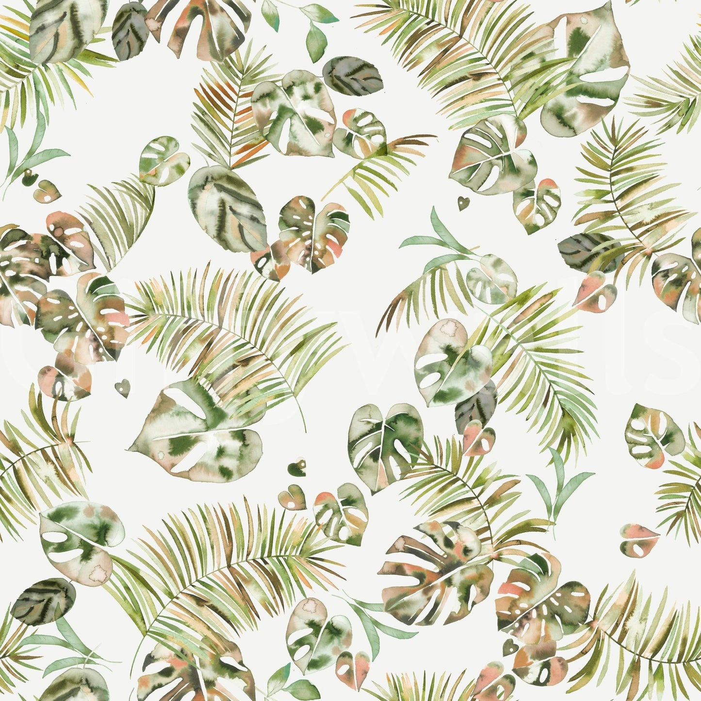 Palm and monstera mural design