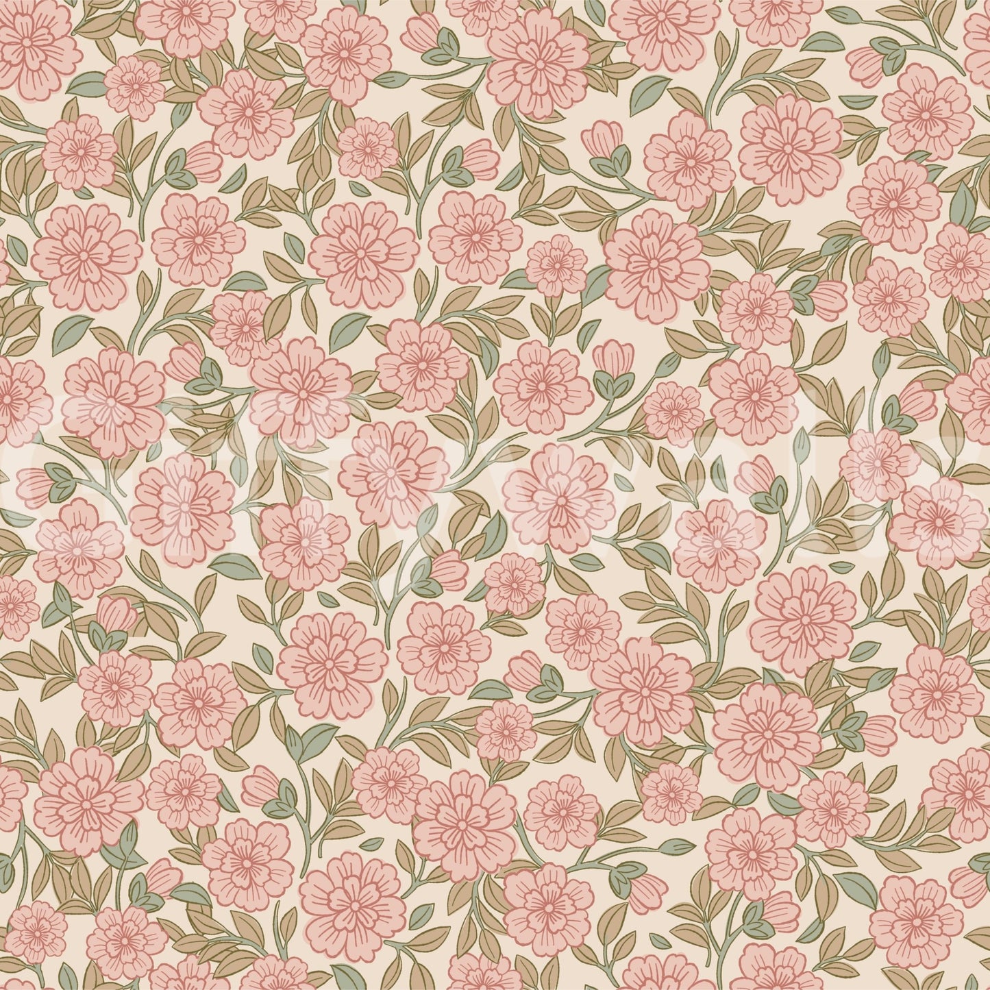 Elegant peach floral wallpaper pattern