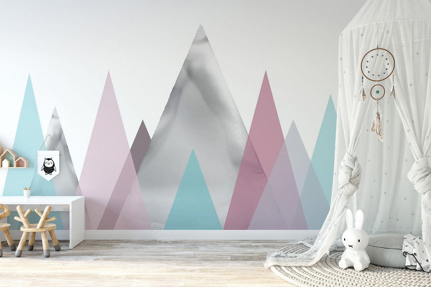 Kids Pastel Mountain Landscape Mural Wallpaper Mountain-10