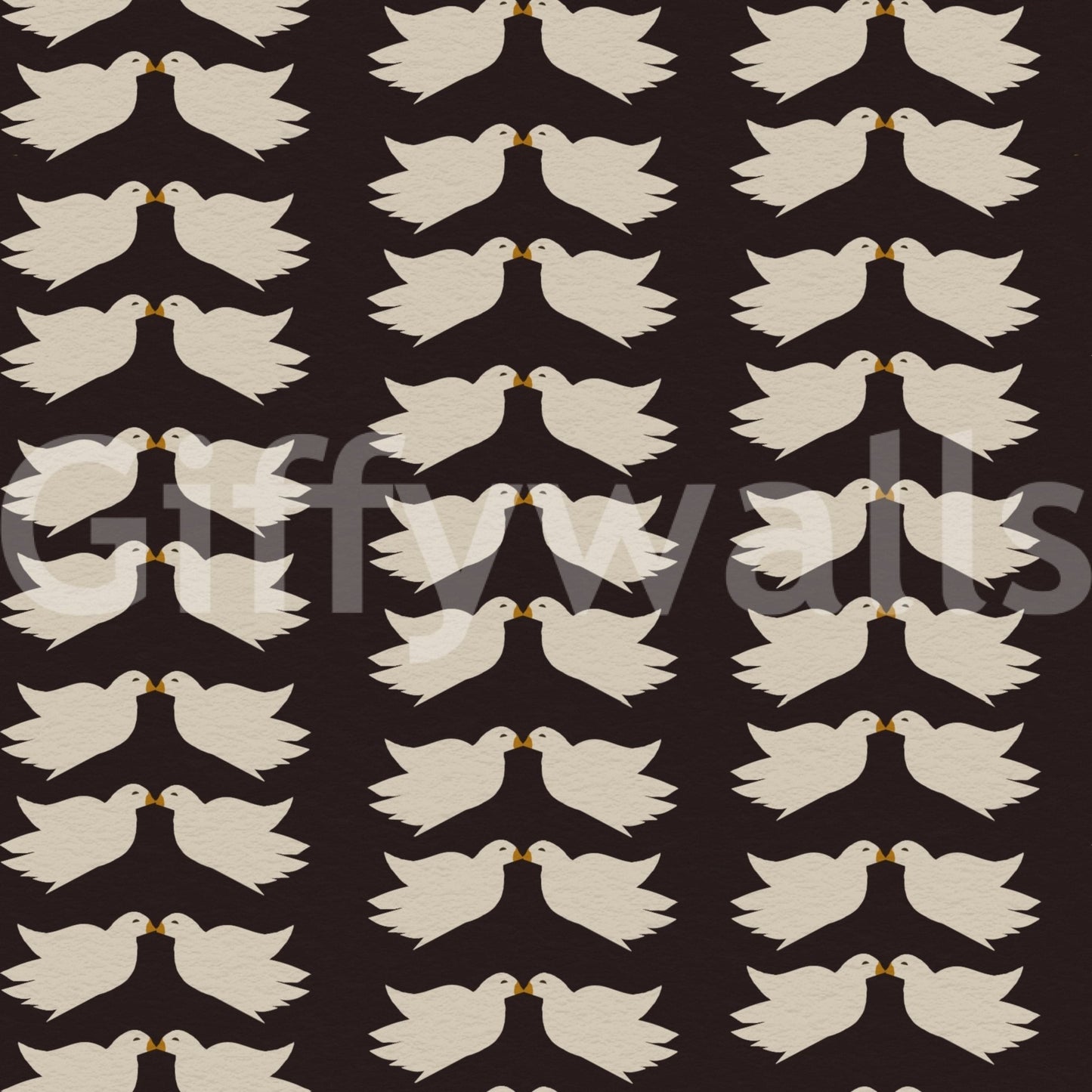 Peaceful Kissing Doves decorative wallpaper.
