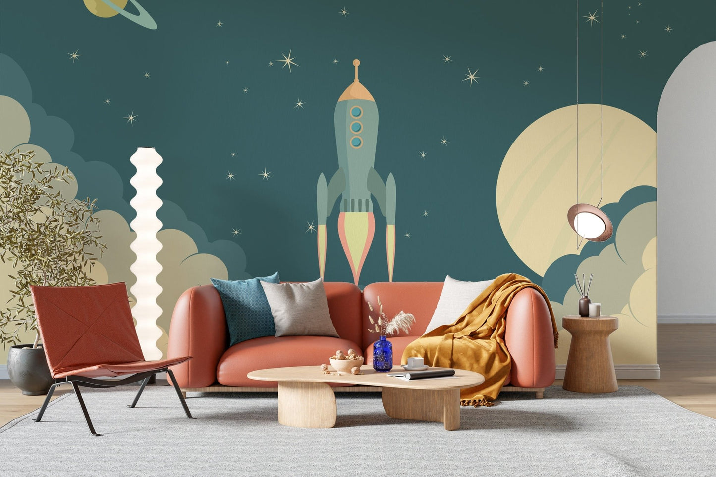 Launch Rocket Kids Cartoon Wallpaper Mural - Giffywalls A247