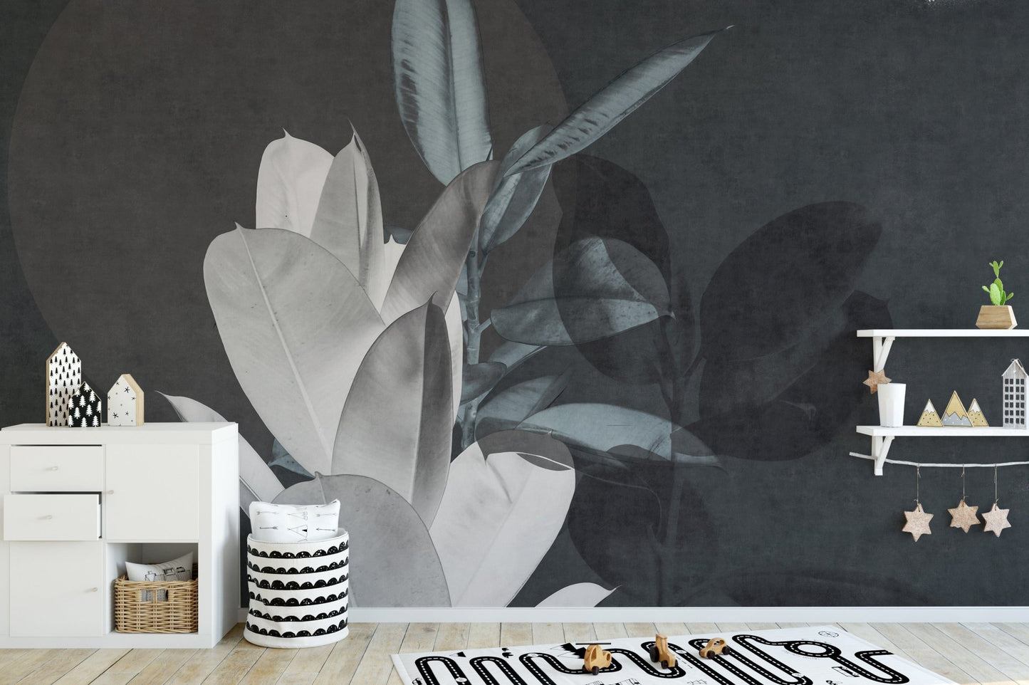Lush Large Leaves Textured Mural