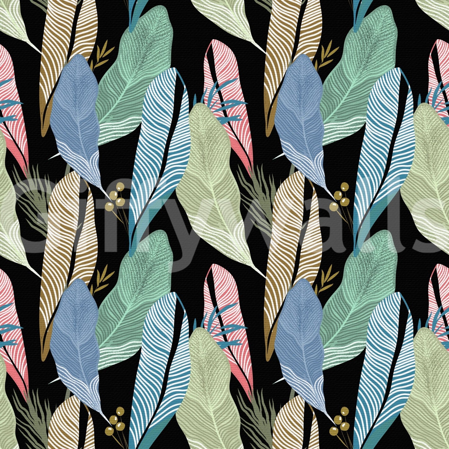 Leafy Abstraction Tropical Pastel Leaves Wallpaper