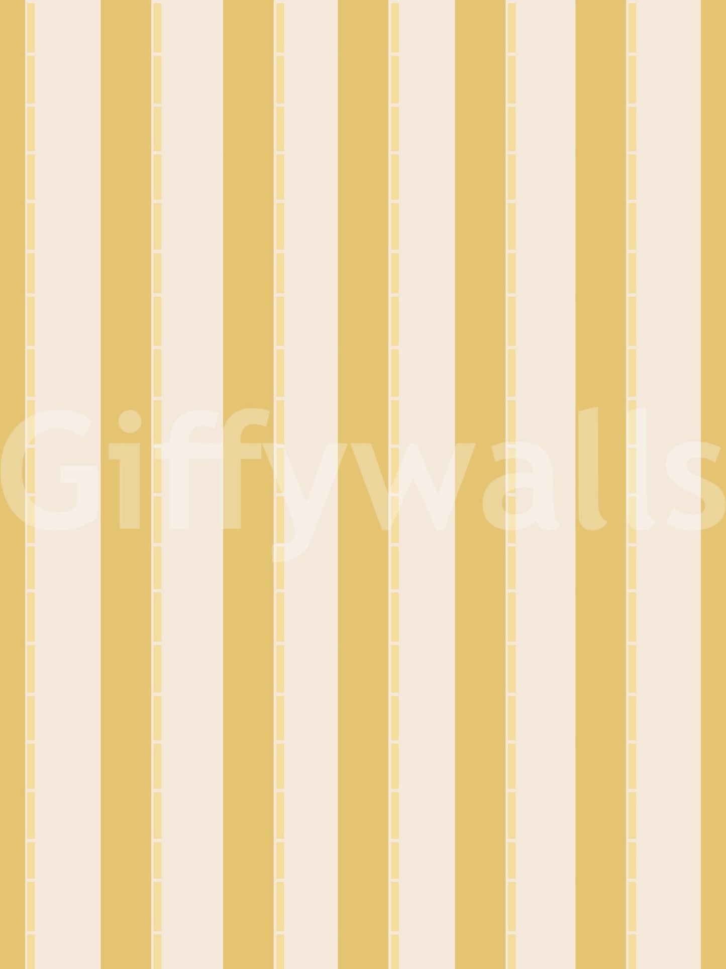 Lemon Gilded Stripes Wallpaper with soft yellow bands and slim gilded line detail