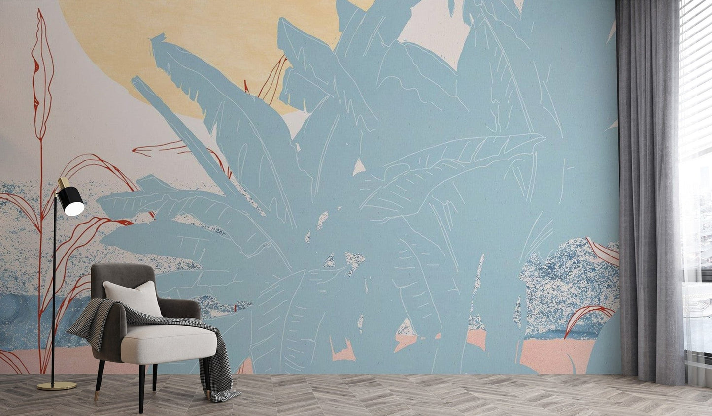 Banana leaf tropical wall mural vibe C525