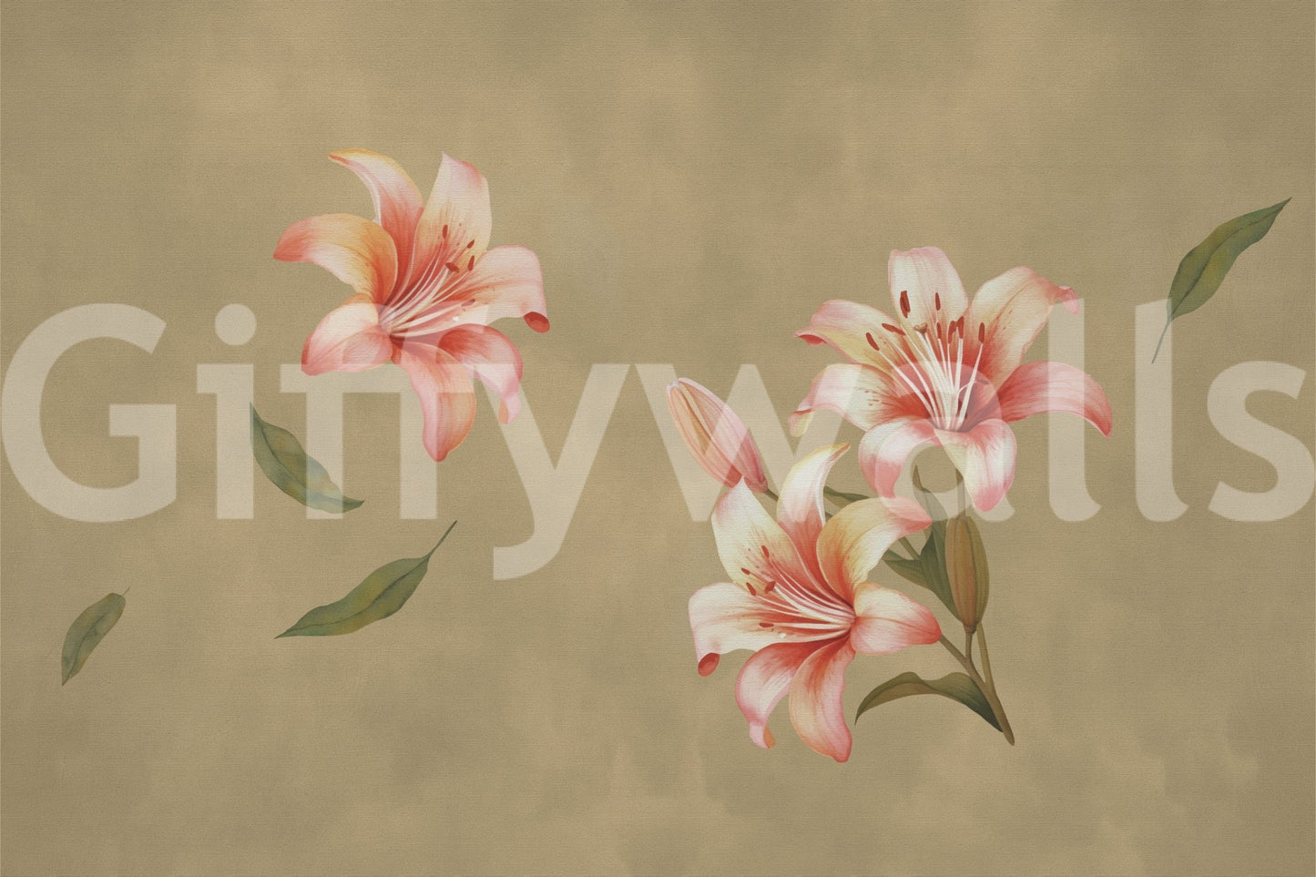 Lily Whisper wall mural with organic textures in a modern foyer.